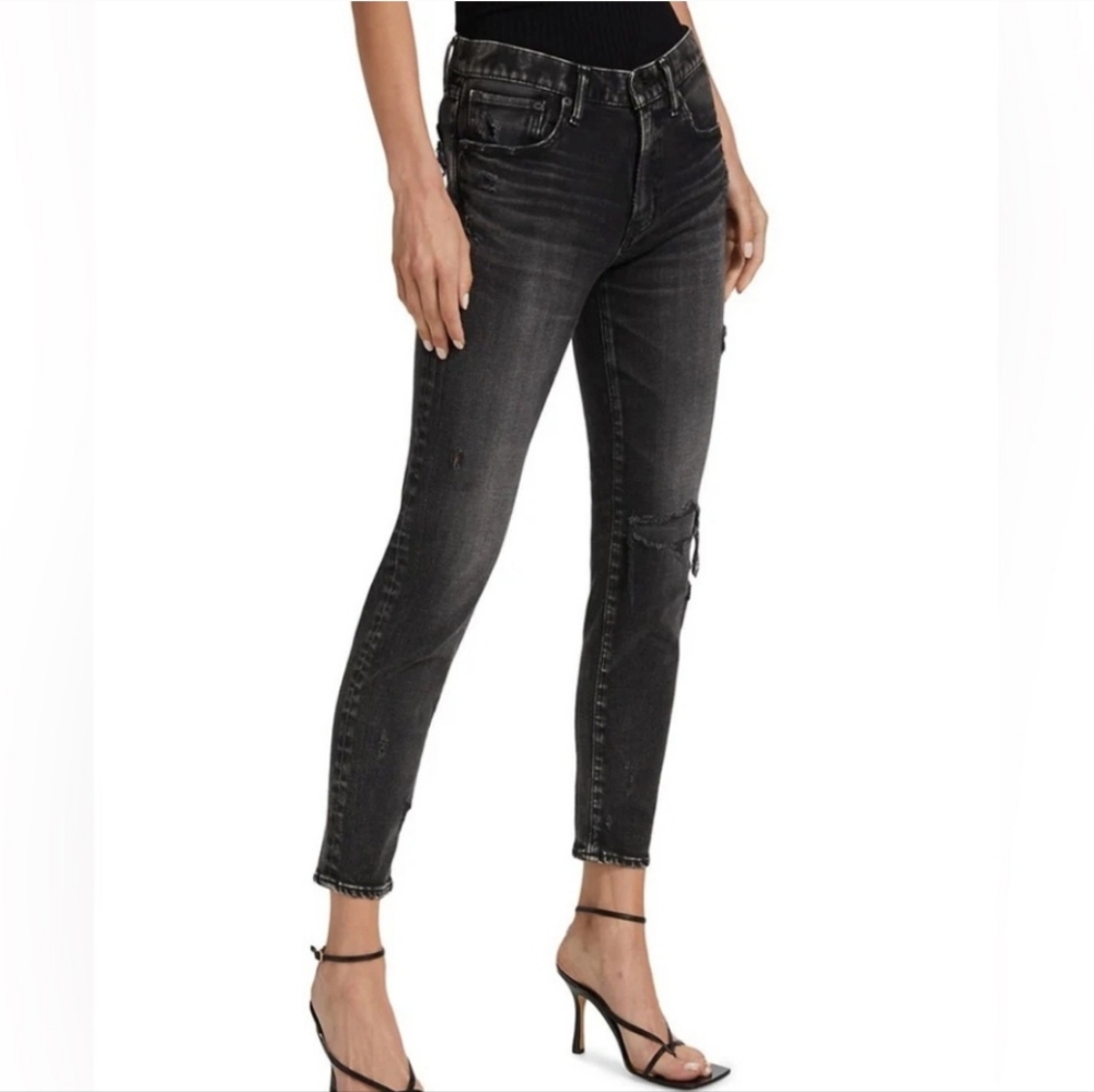 Moussy Vintage lenwood Distressed Skinny Jeans Black